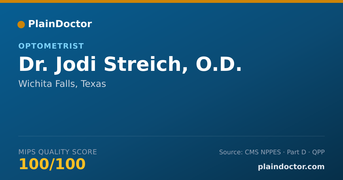 Shareable card for Jodi Streich, O.D. - Optometrist, Wichita Falls, TX