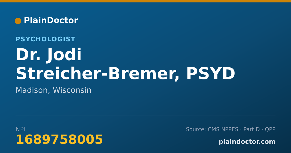 Shareable card for Jodi Streicher-Bremer, PSYD - Psychologist, Madison, WI