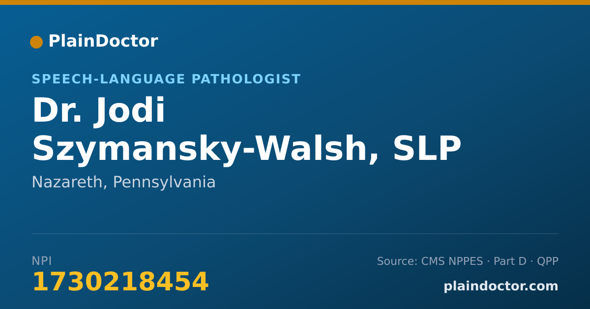 Shareable card for Jodi Szymansky-Walsh, SLP - Speech-Language Pathologist, Nazareth, PA