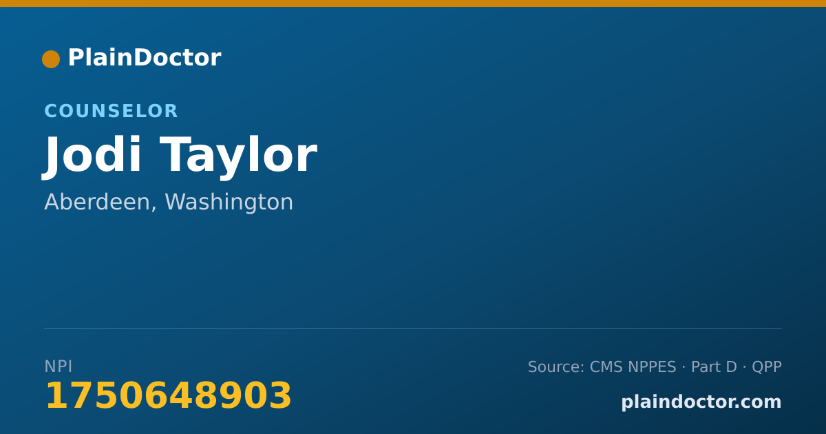 Shareable card for Jodi Taylor - Counselor, Aberdeen, WA
