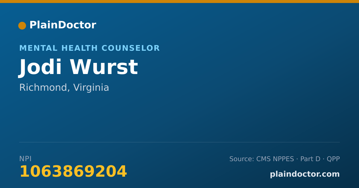 Shareable card for Jodi Wurst - Mental Health Counselor, Richmond, VA