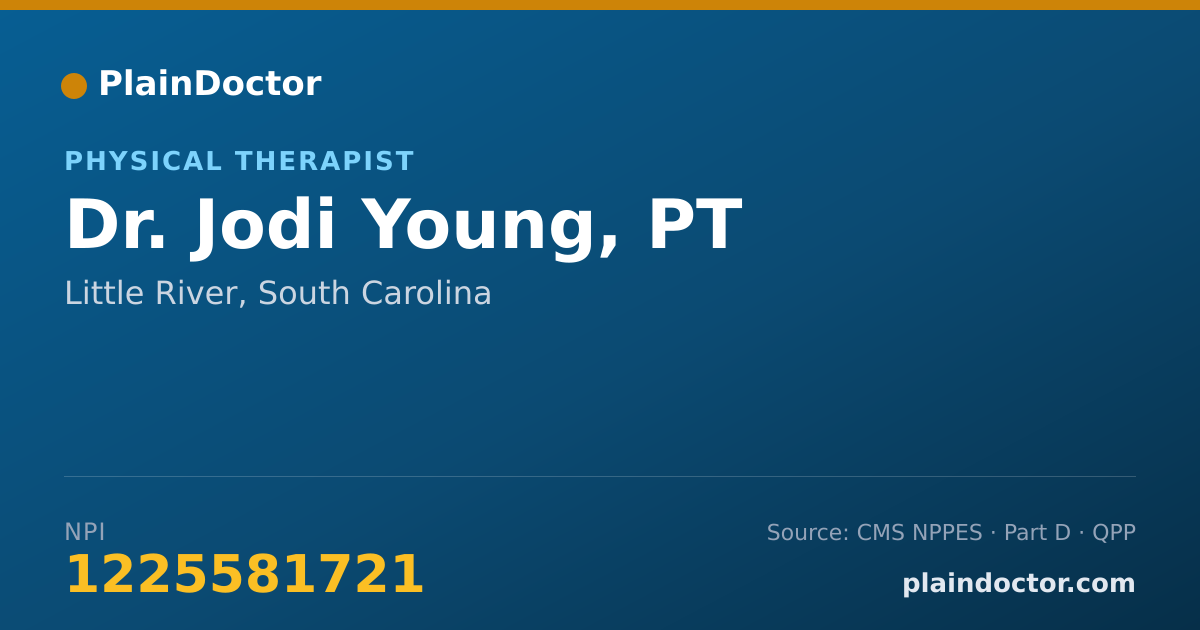 Shareable card for Jodi Young, PT - Physical Therapist, Little River, SC