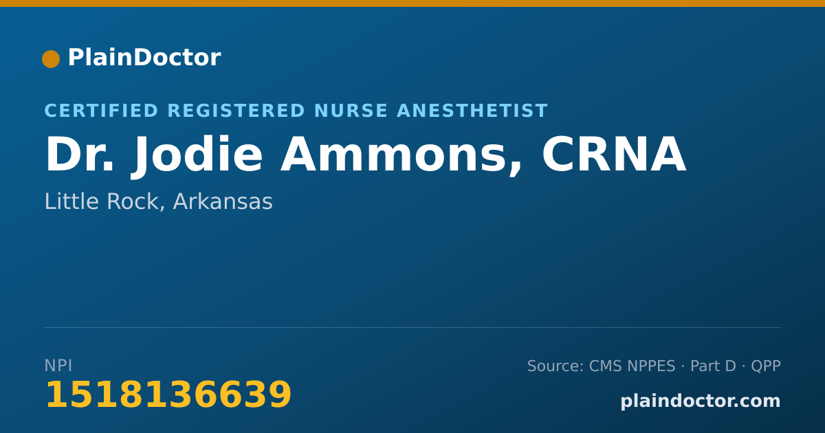 Shareable card for Jodie Ammons, CRNA - Certified Registered Nurse Anesthetist, Little Rock, AR