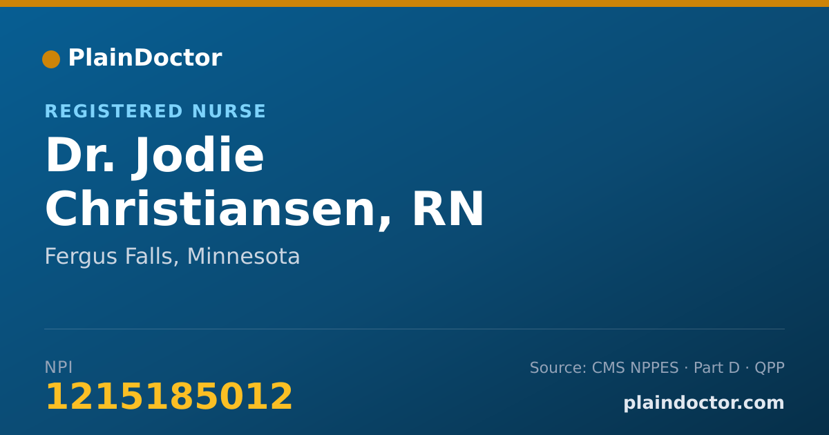 Shareable card for Jodie Christiansen, RN - Registered Nurse, Fergus Falls, MN