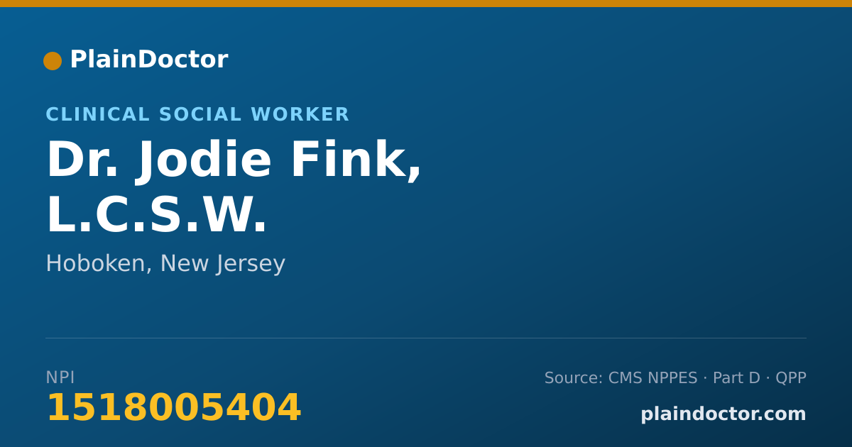 Shareable card for Jodie Fink, L.C.S.W. - Clinical Social Worker, Hoboken, NJ