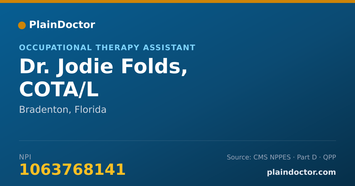 Shareable card for Jodie Folds, COTA/L - Occupational Therapy Assistant, Bradenton, FL