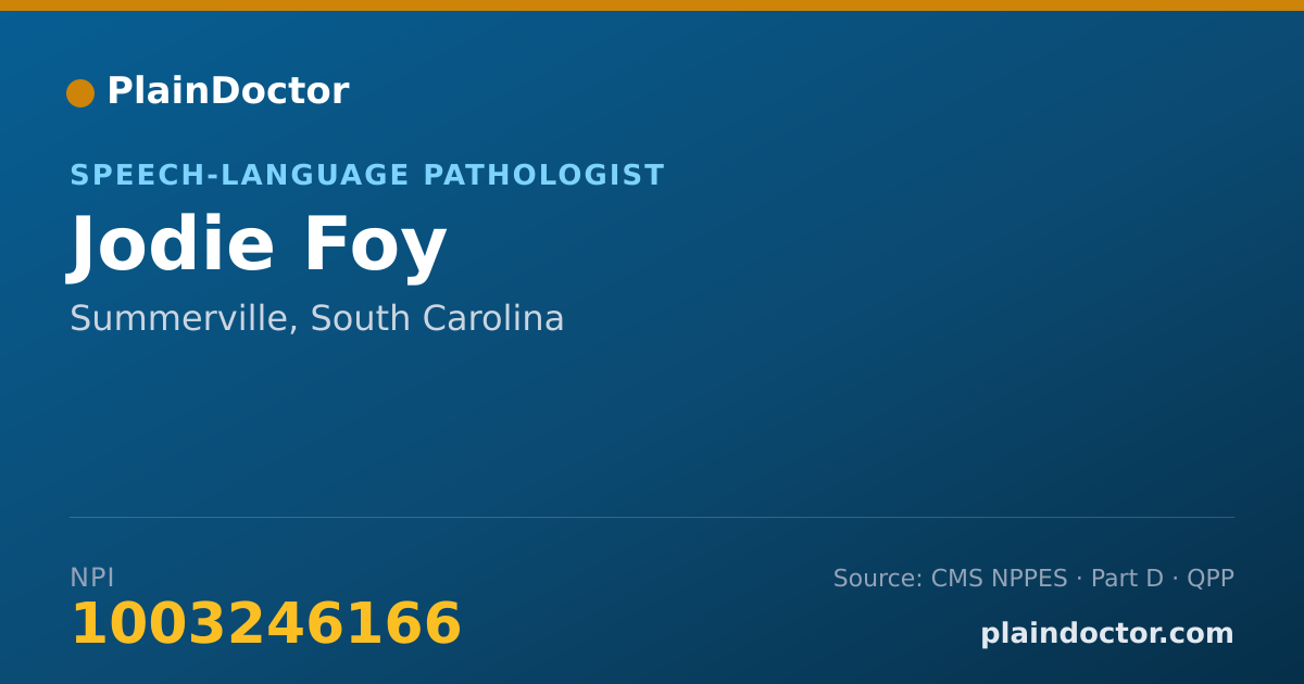 Shareable card for Jodie Foy - Speech-Language Pathologist, Summerville, SC