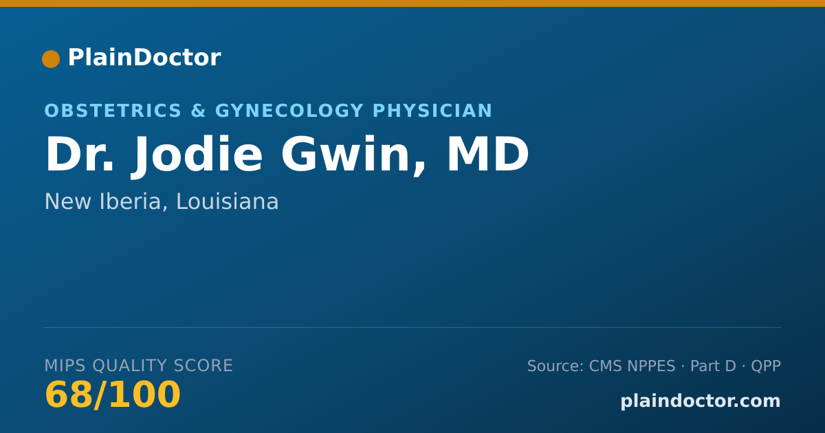 Shareable card for Jodie Gwin, MD - Obstetrics & Gynecology Physician, New Iberia, LA