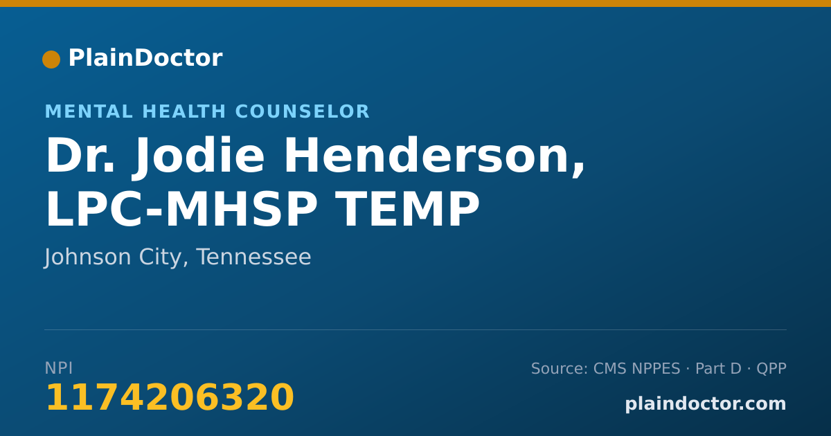 Shareable card for Jodie Henderson, LPC-MHSP TEMP - Mental Health Counselor, Johnson City, TN