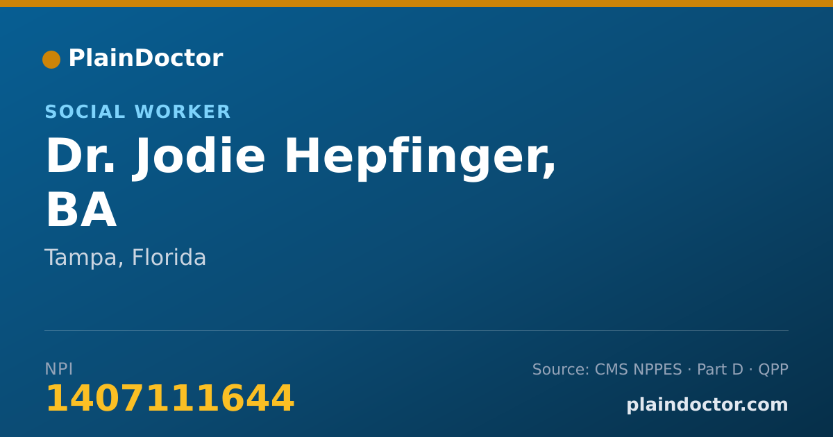 Shareable card for Jodie Hepfinger, BA - Social Worker, Tampa, FL
