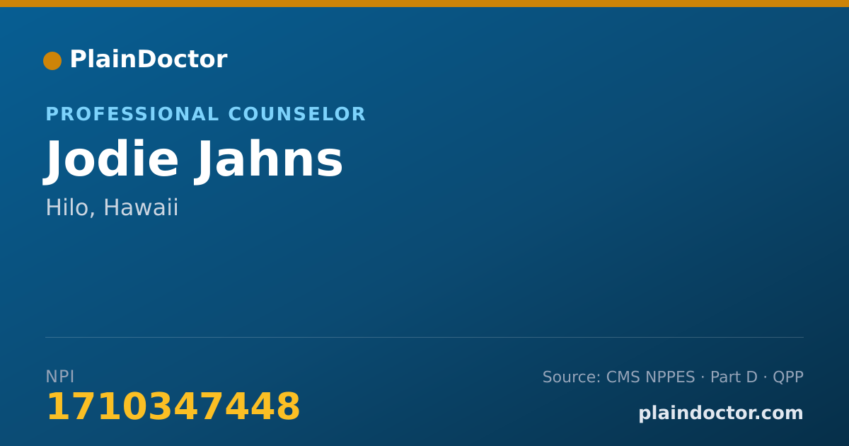 Shareable card for Jodie Jahns - Professional Counselor, Hilo, HI