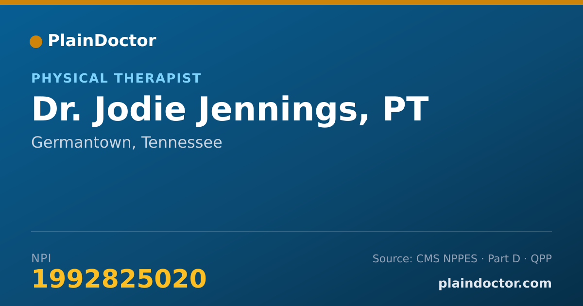 Shareable card for Jodie Jennings, PT - Physical Therapist, Germantown, TN