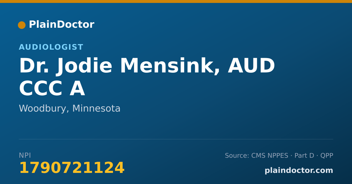 Shareable card for Jodie Mensink, AUD CCC A - Audiologist, Woodbury, MN