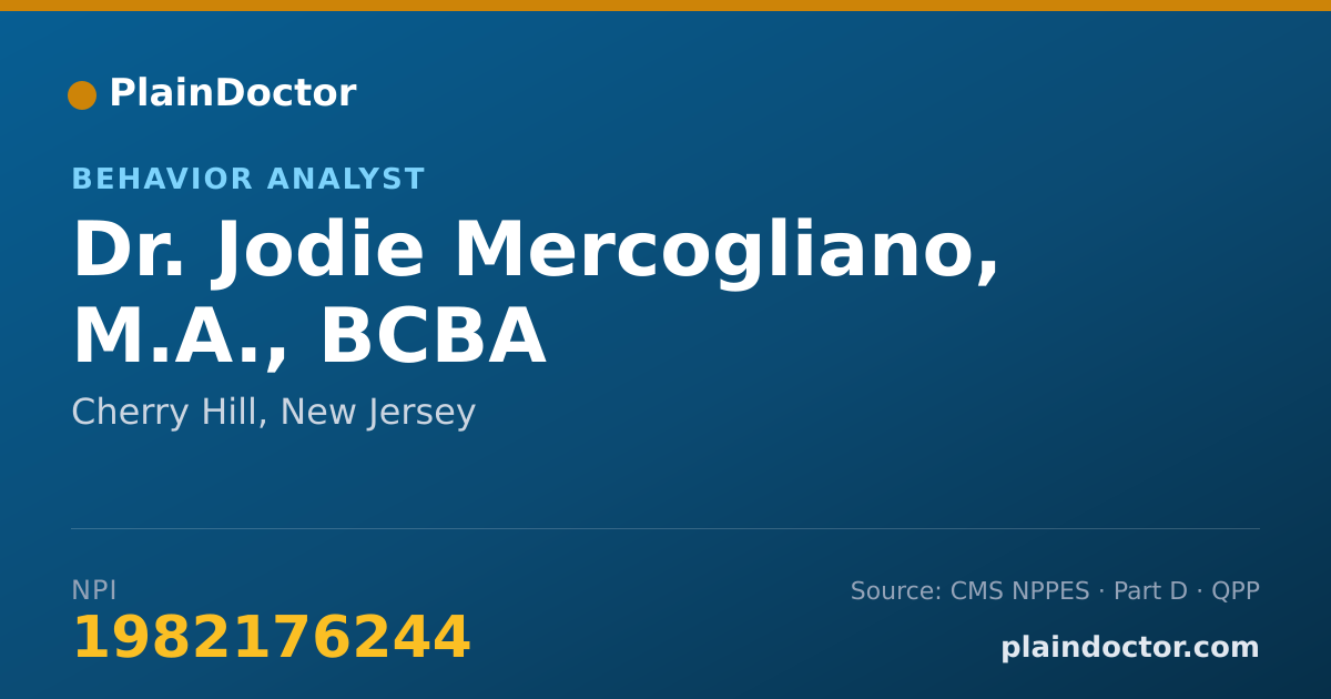 Shareable card for Jodie Mercogliano, M.A., BCBA - Behavior Analyst, Cherry Hill, NJ