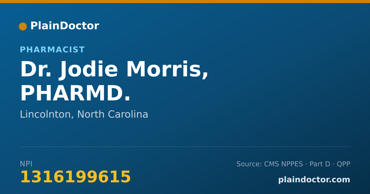 Shareable card for Jodie Morris, PHARMD. - Pharmacist, Lincolnton, NC