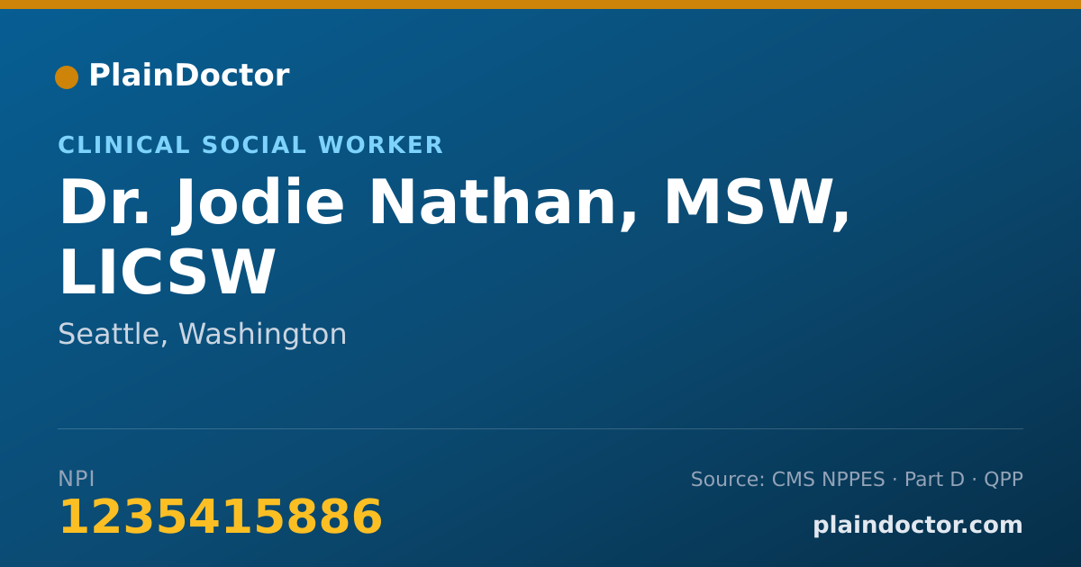 Shareable card for Jodie Nathan, MSW, LICSW - Clinical Social Worker, Seattle, WA