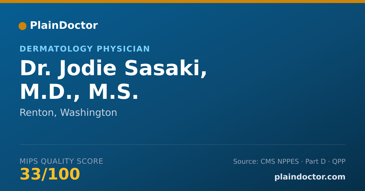 Shareable card for Jodie Sasaki, M.D., M.S. - Dermatology Physician, Renton, WA