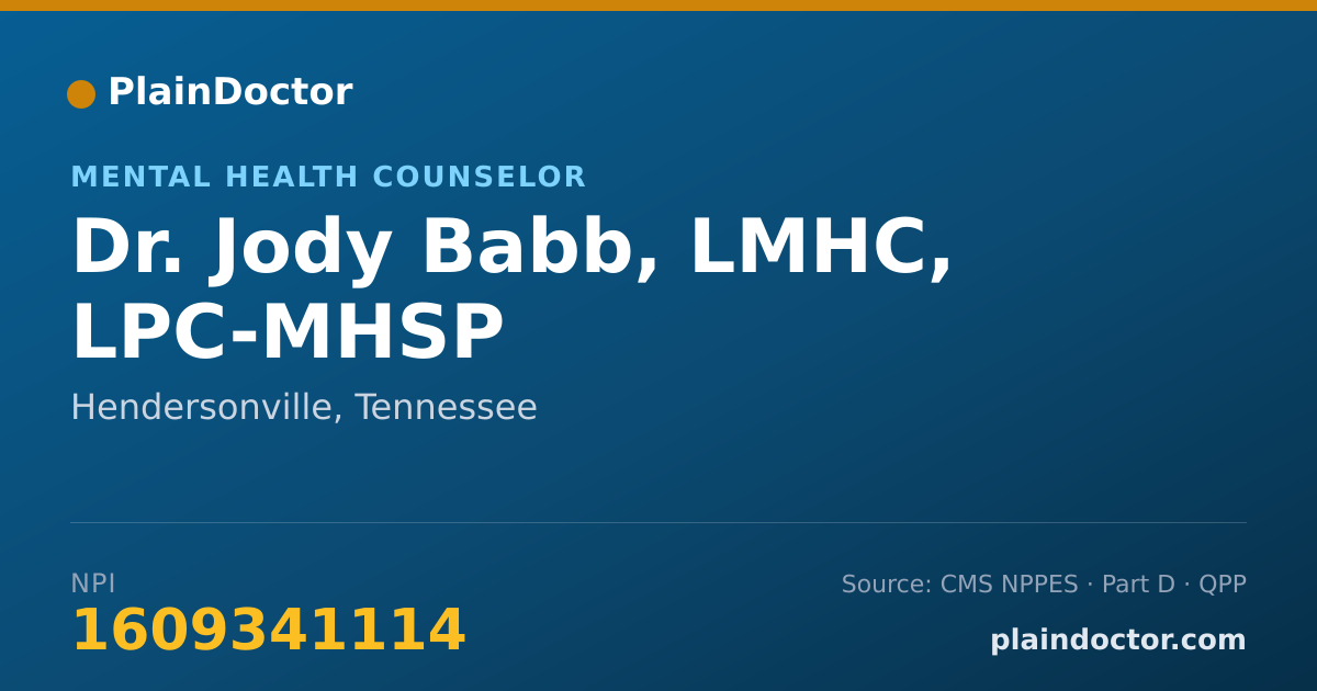 Shareable card for Jody Babb, LMHC, LPC-MHSP - Mental Health Counselor, Hendersonville, TN