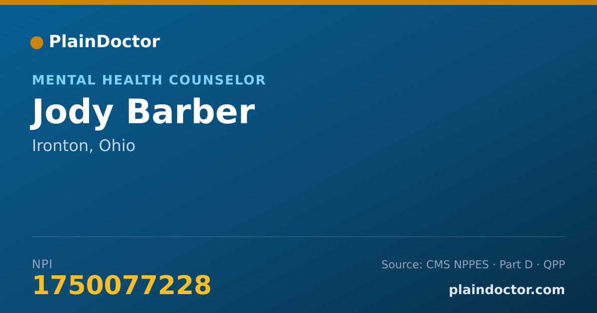 Shareable card for Jody Barber - Mental Health Counselor, Ironton, OH