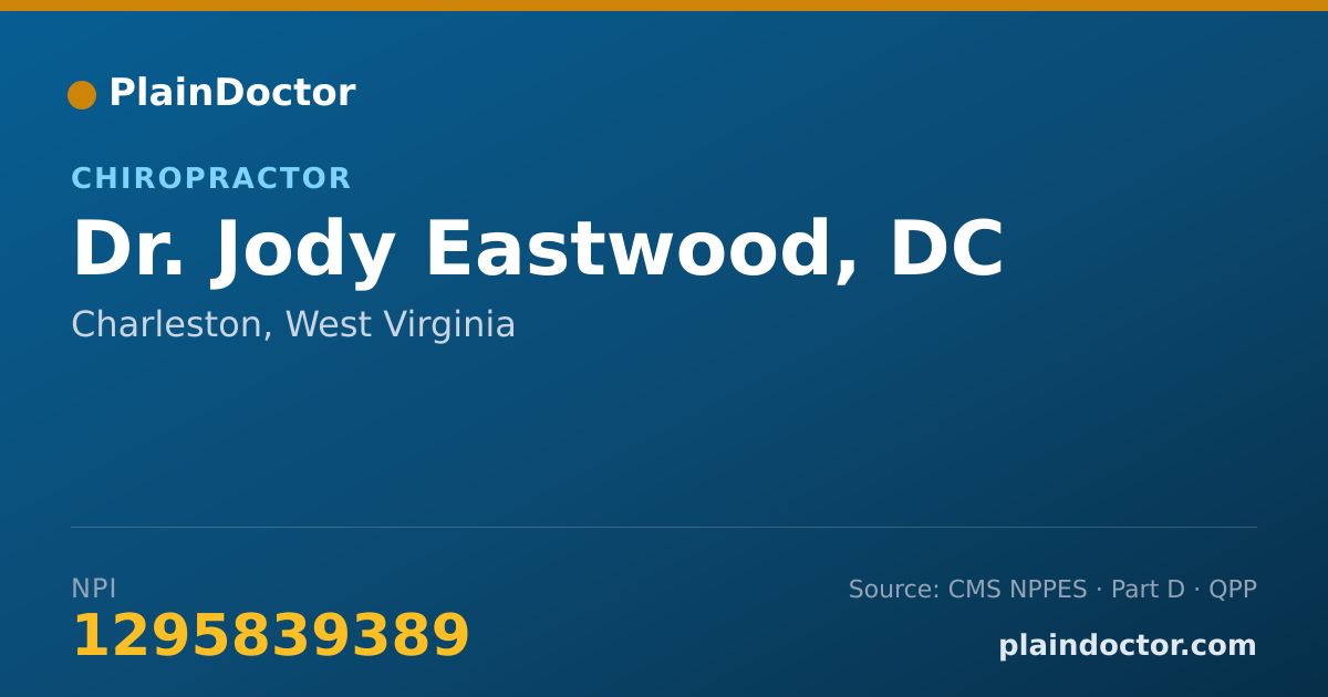 Shareable card for Jody Eastwood, DC - Chiropractor, Charleston, WV