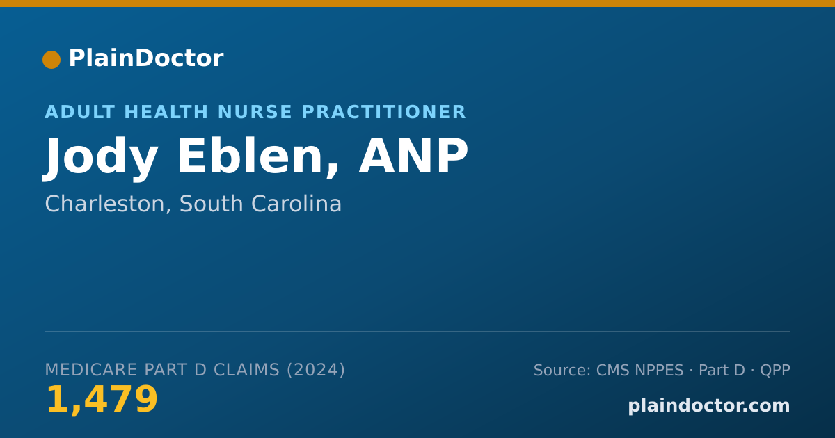 Shareable card for Jody Eblen, ANP - Adult Health Nurse Practitioner, Charleston, SC