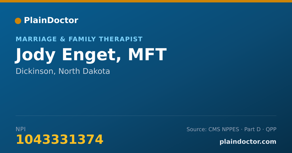Shareable card for Jody Enget, MFT - Marriage & Family Therapist, Dickinson, ND