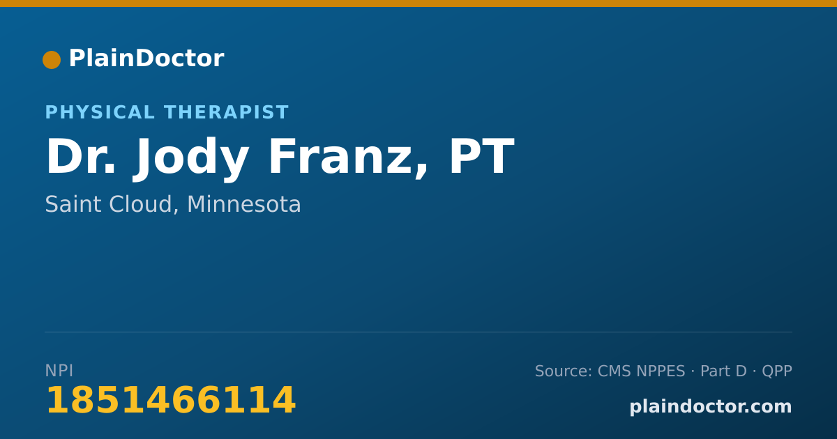 Shareable card for Jody Franz, PT - Physical Therapist, Saint Cloud, MN