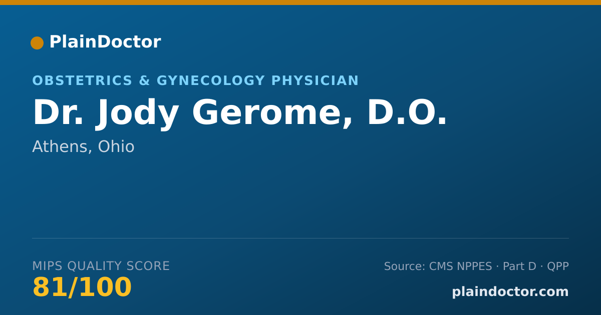 Shareable card for Jody Gerome, D.O. - Obstetrics & Gynecology Physician, Athens, OH