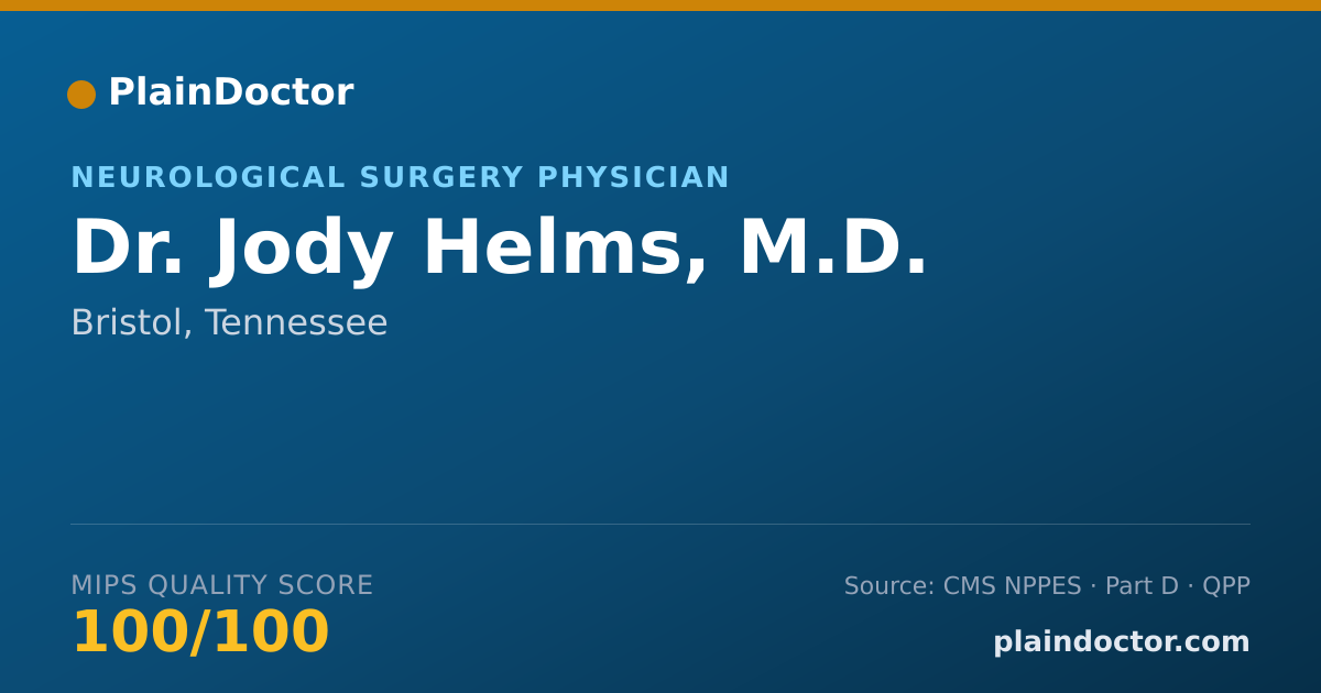 Shareable card for Jody Helms, M.D. - Neurological Surgery Physician, Bristol, TN