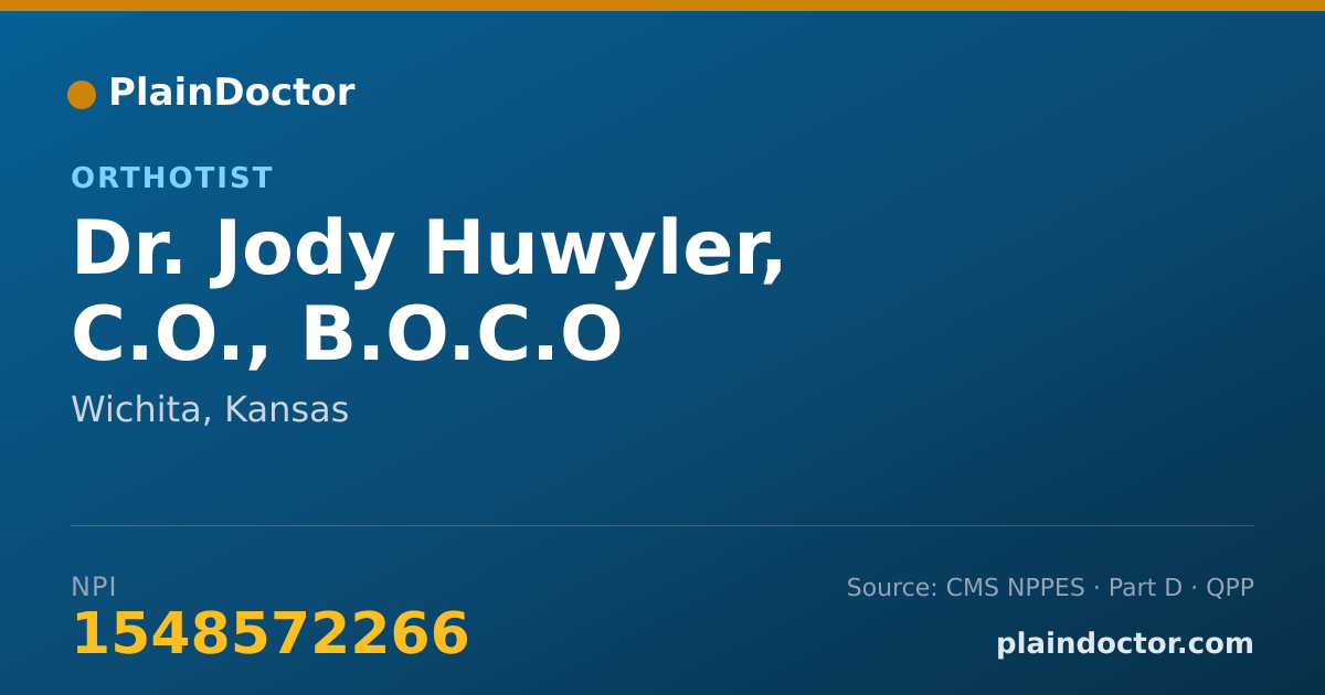 Shareable card for Jody Huwyler, C.O., B.O.C.O - Orthotist, Wichita, KS