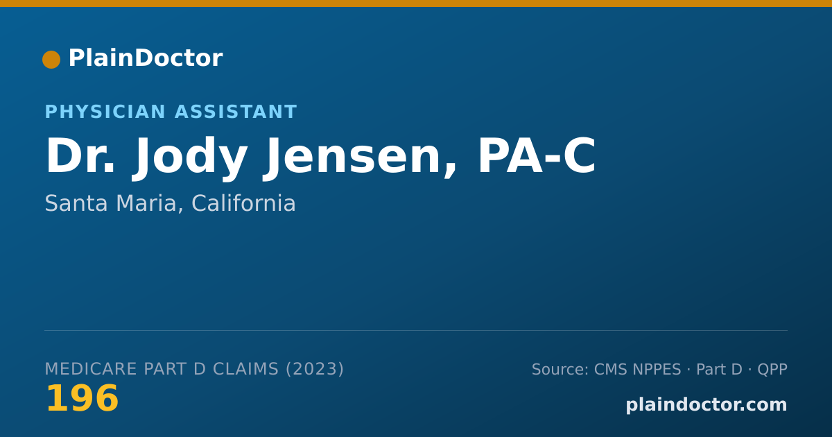 Shareable card for Jody Jensen, PA-C - Physician Assistant, Santa Maria, CA