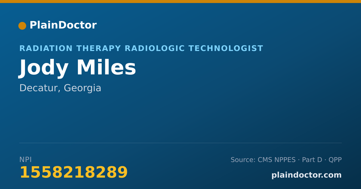 Shareable card for Jody Miles - Radiation Therapy Radiologic Technologist, Decatur, GA