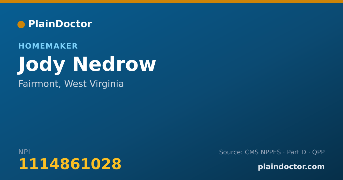 Shareable card for Jody Nedrow - Homemaker, Fairmont, WV