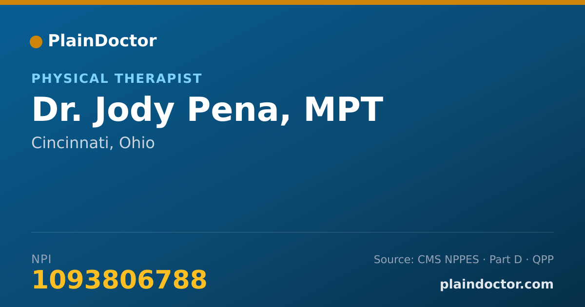 Shareable card for Jody Pena, MPT - Physical Therapist, Cincinnati, OH