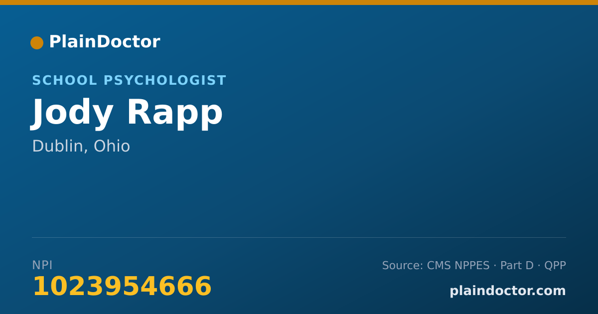 Shareable card for Jody Rapp - School Psychologist, Dublin, OH