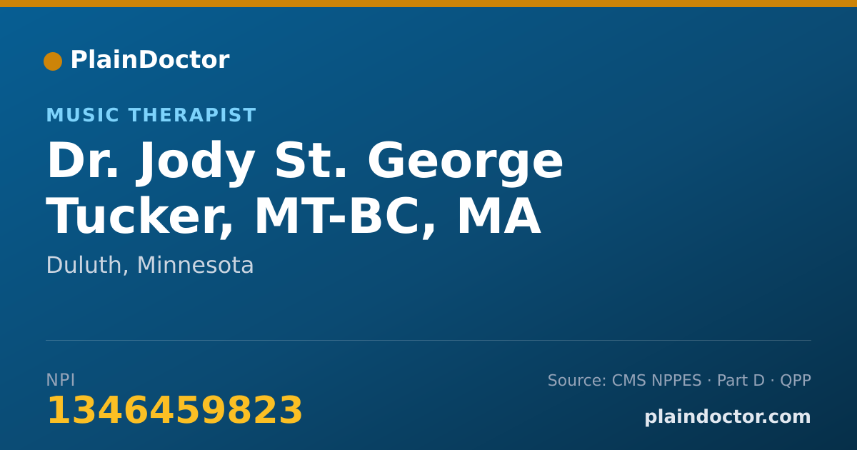 Shareable card for Jody St. George Tucker, MT-BC, MA - Music Therapist, Duluth, MN