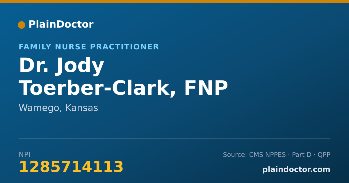 Shareable card for Jody Toerber-Clark, FNP PMHNP - Family Nurse Practitioner, Wamego, KS