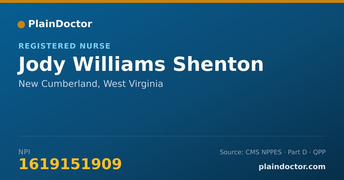 Shareable card for Jody Williams Shenton - Registered Nurse, New Cumberland, WV
