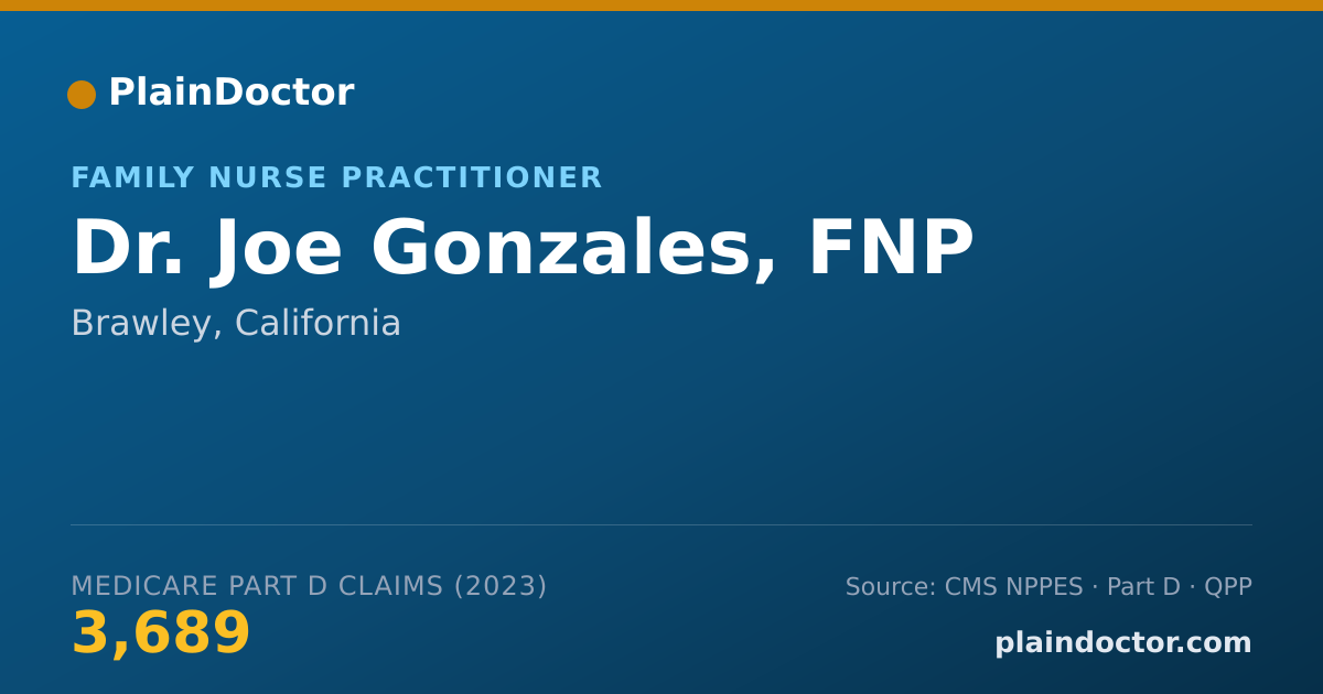 Shareable card for Joe Gonzales, FNP - Family Nurse Practitioner, Brawley, CA