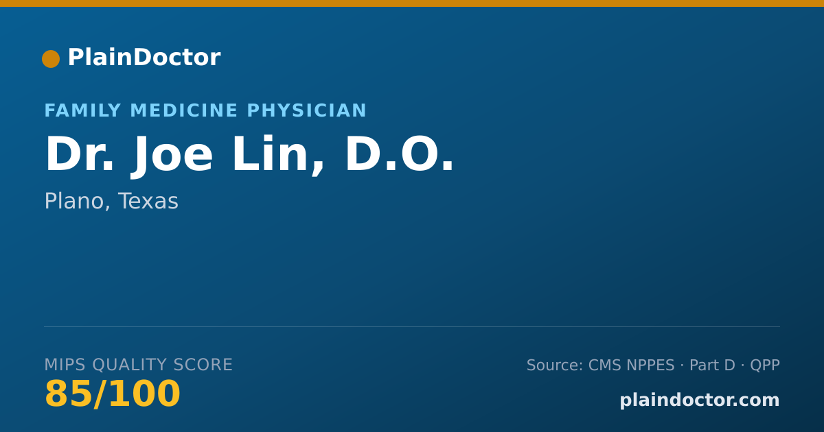Shareable card for Joe Lin, D.O. - Family Medicine Physician, Plano, TX