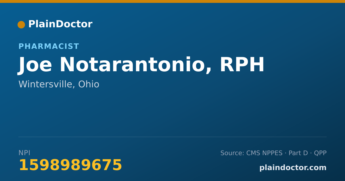 Shareable card for Joe Notarantonio, RPH - Pharmacist, Wintersville, OH