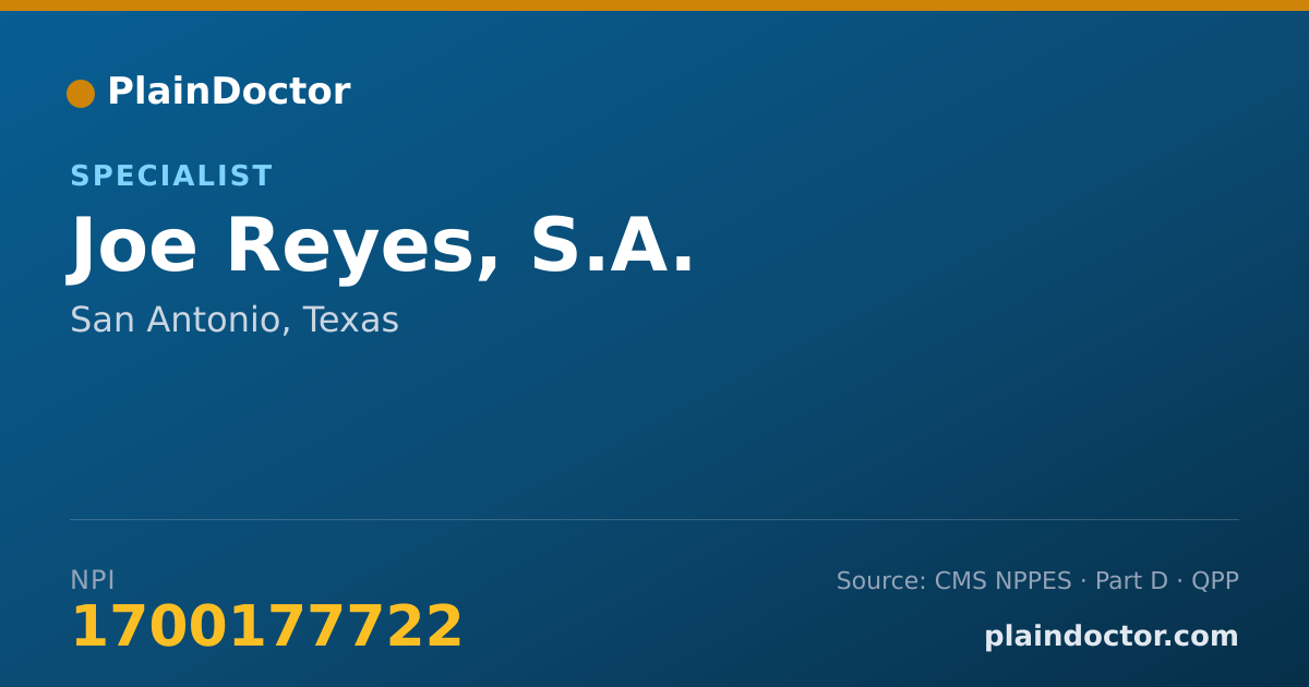 Shareable card for Joe Reyes, S.A. - Specialist, San Antonio, TX