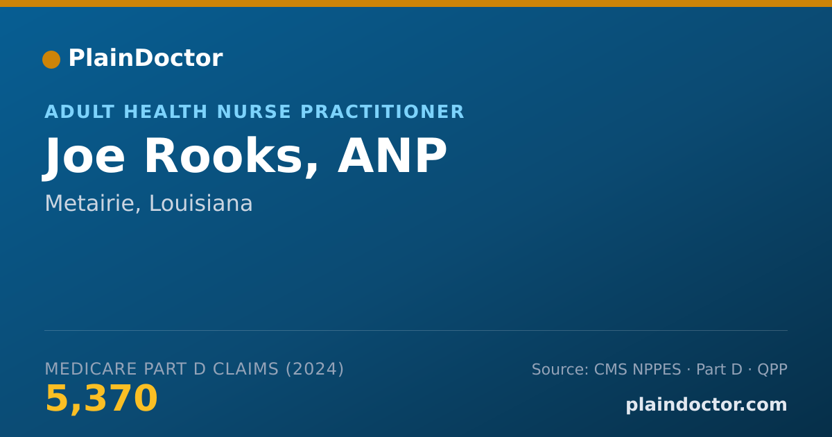 Shareable card for Joe Rooks, ANP - Adult Health Nurse Practitioner, Metairie, LA