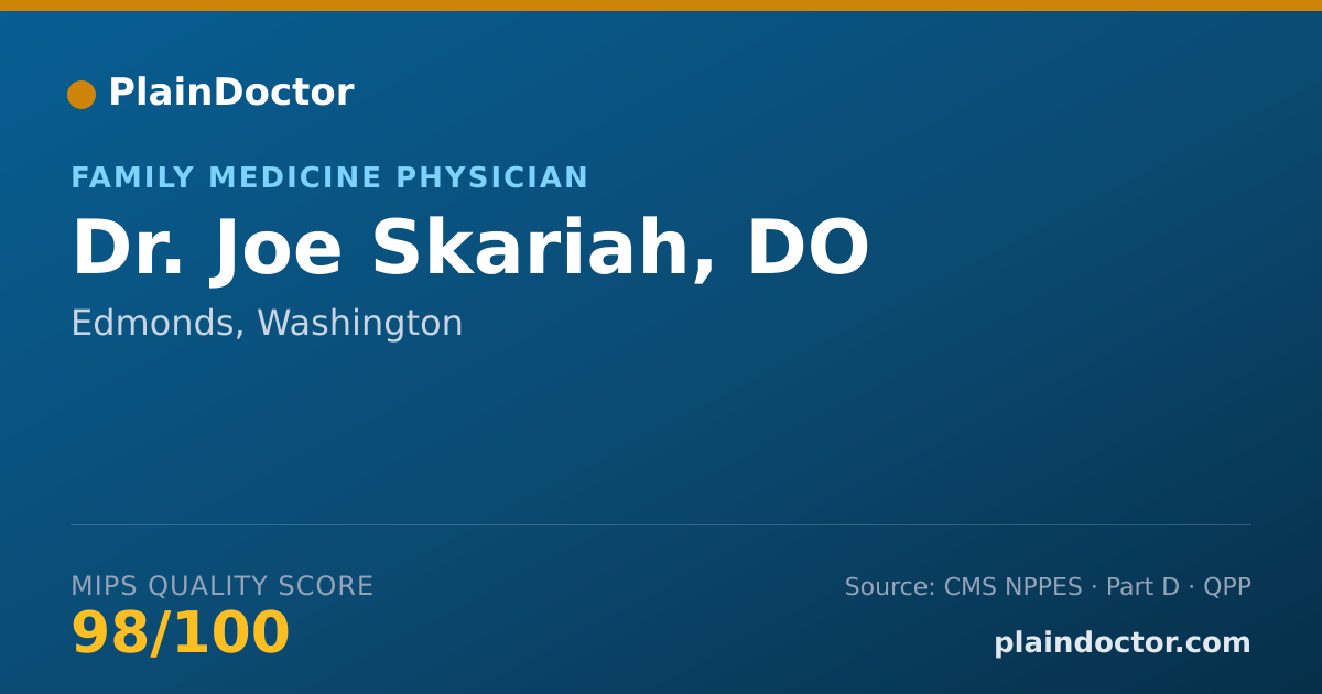Shareable card for Joe Skariah, DO - Family Medicine Physician, Edmonds, WA