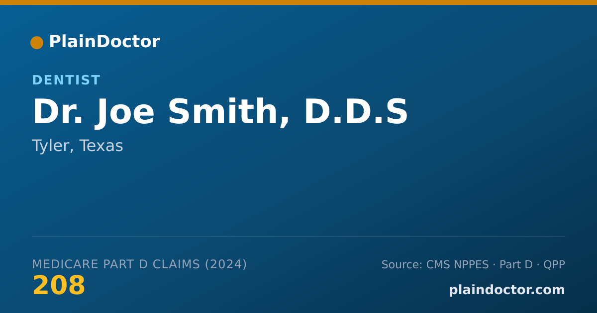 Shareable card for Joe Smith, D.D.S - Dentist, Tyler, TX
