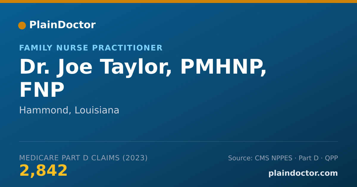 Shareable card for Joe Taylor, PMHNP, FNP - Family Nurse Practitioner, Hammond, LA
