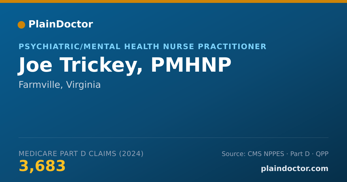 Shareable card for Joe Trickey, PMHNP - Psychiatric/Mental Health Nurse Practitioner, Farmville, VA
