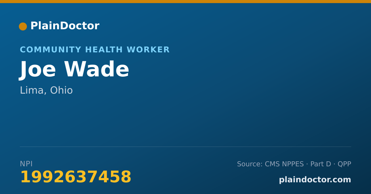 Shareable card for Joe Wade - Community Health Worker, Lima, OH
