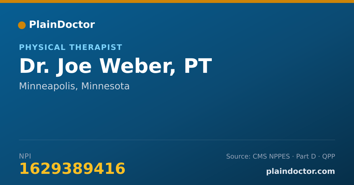 Shareable card for Joe Weber, PT - Physical Therapist, Minneapolis, MN