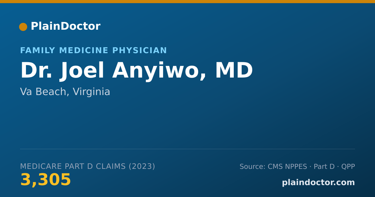 Shareable card for Joel Anyiwo, MD - Family Medicine Physician, Va Beach, VA